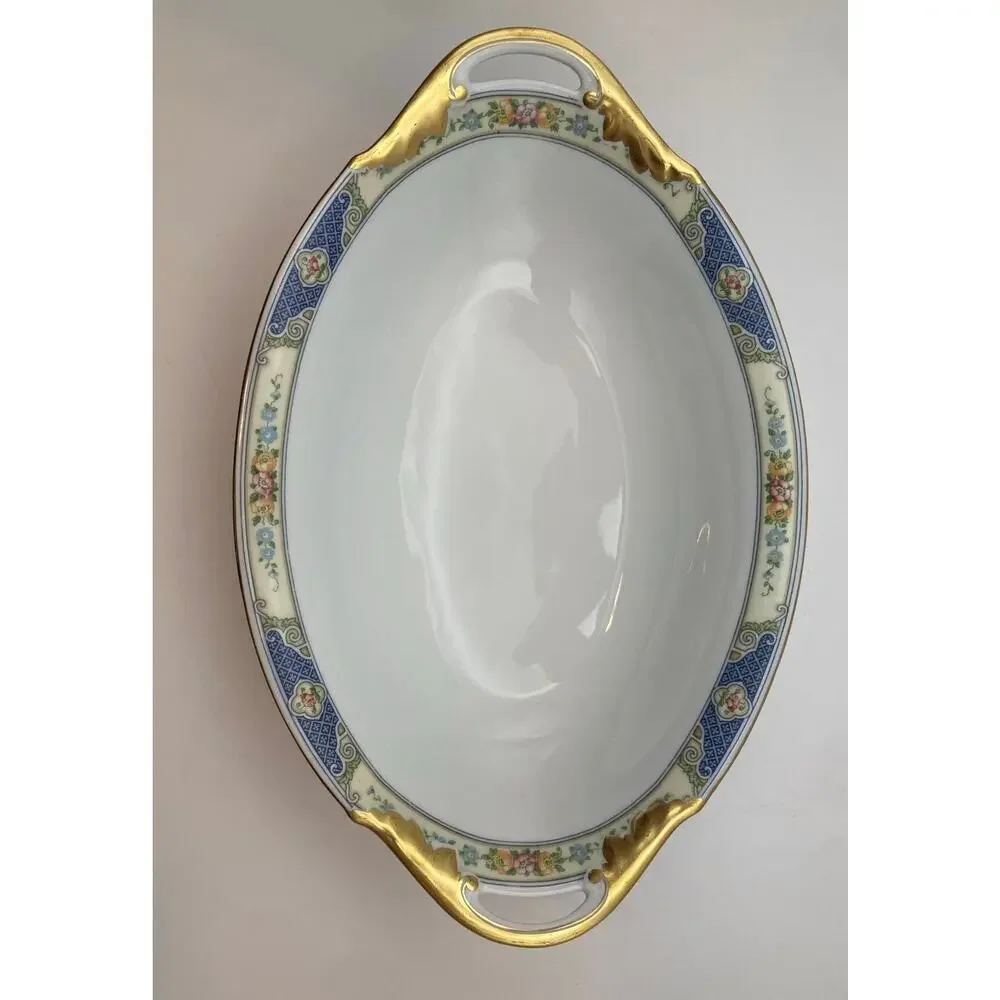 VTG Bohemia Ceramic Works Cecil Pattern Large Oval Au Gratin Dish Czechoslovakia